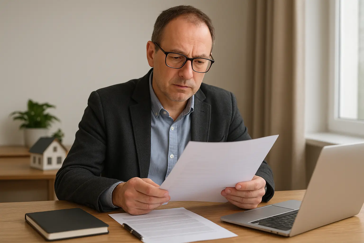 Small landlord reviewing property documents
